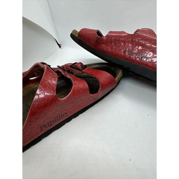 Birkenstock Graceful Hibiscus Sz 39 | 8 Laser Emboss Red 3 Strap Papillio Sandal - Picture 7 of 8